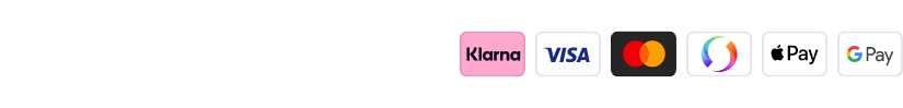 Betalningsmetoder: Klarna, Visa, Mastercard, Apple Pay och Google Pay